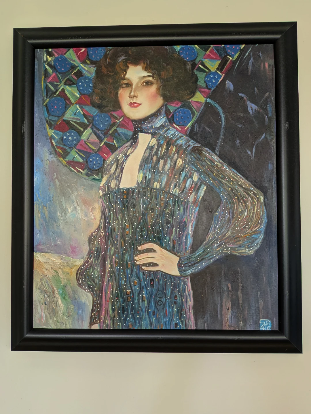 Framed Replica Oil Painting of Emilie Flöge by Gustav Kilmt