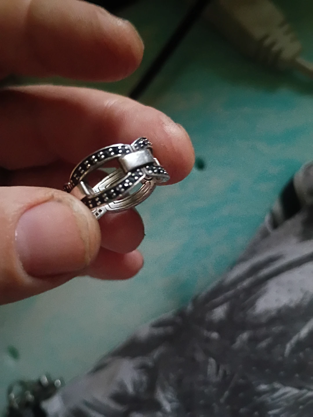 925 hardy ring with black stone cut - photo 2