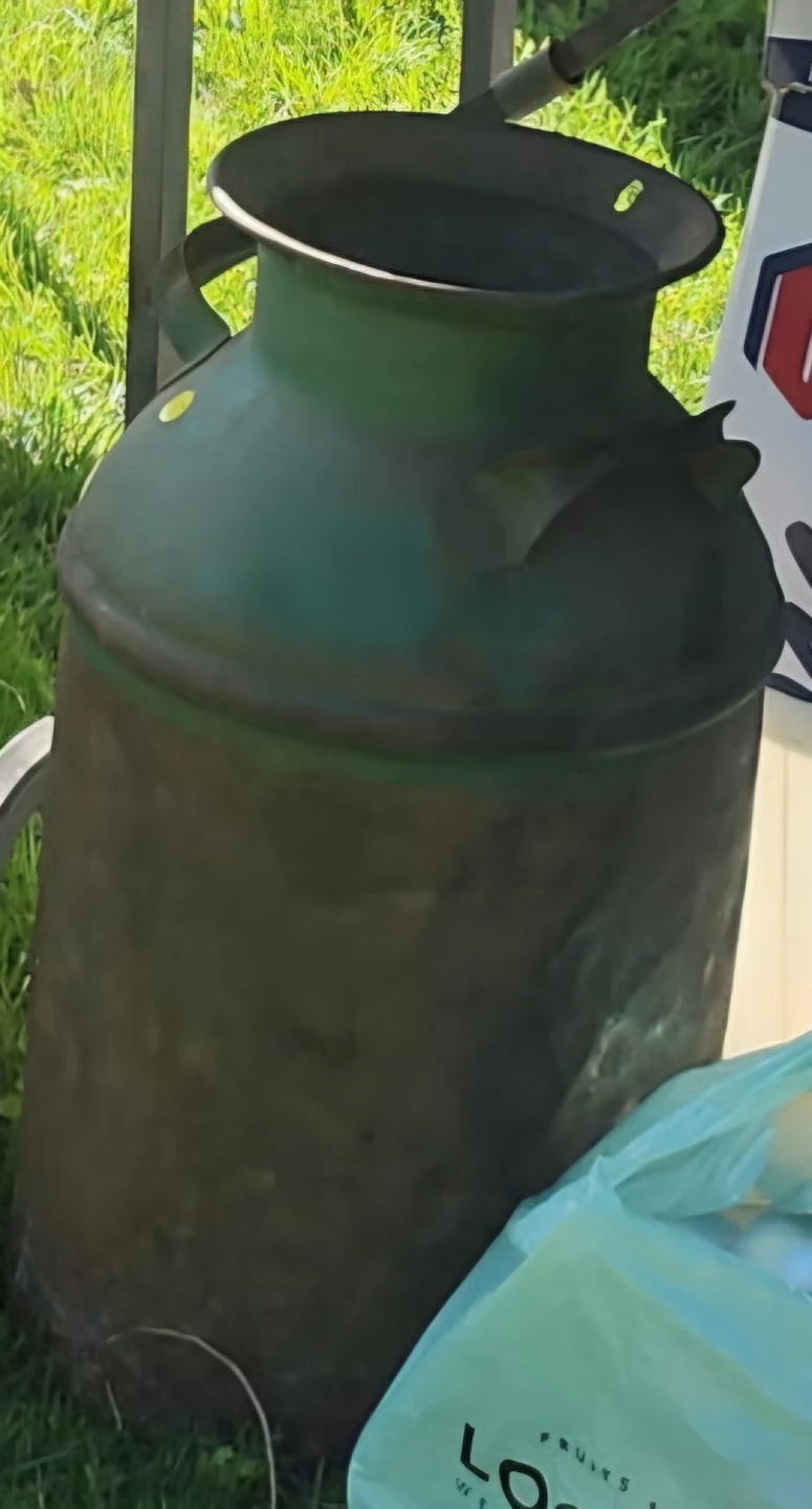 Vintage Green Metal Milk Can