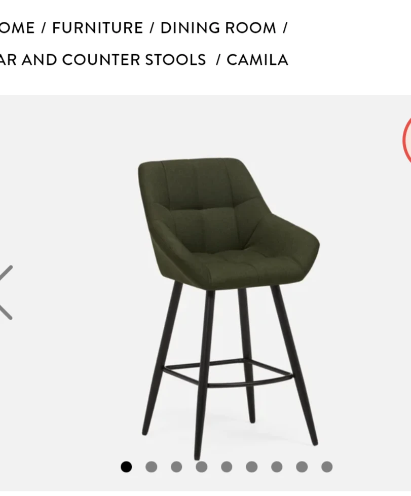 Set of 2 Structube 🟩 Dark Green 🟩 Upholstered Bar Stools