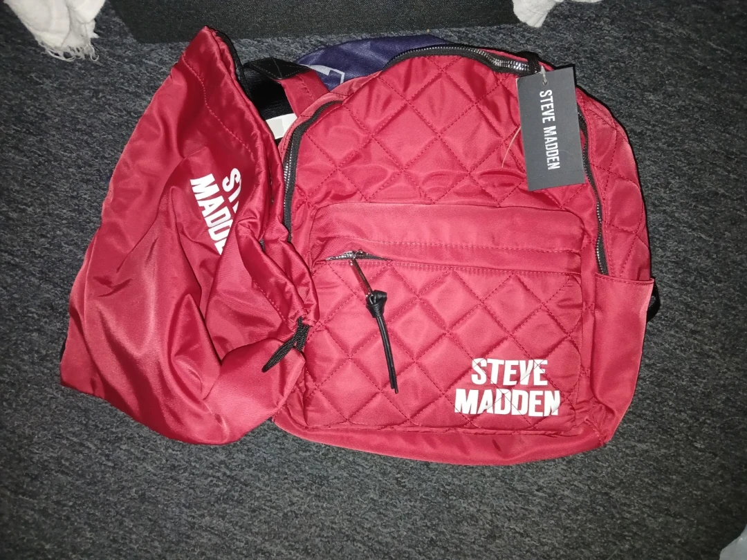 Steve Madden Red Quilted Backpack