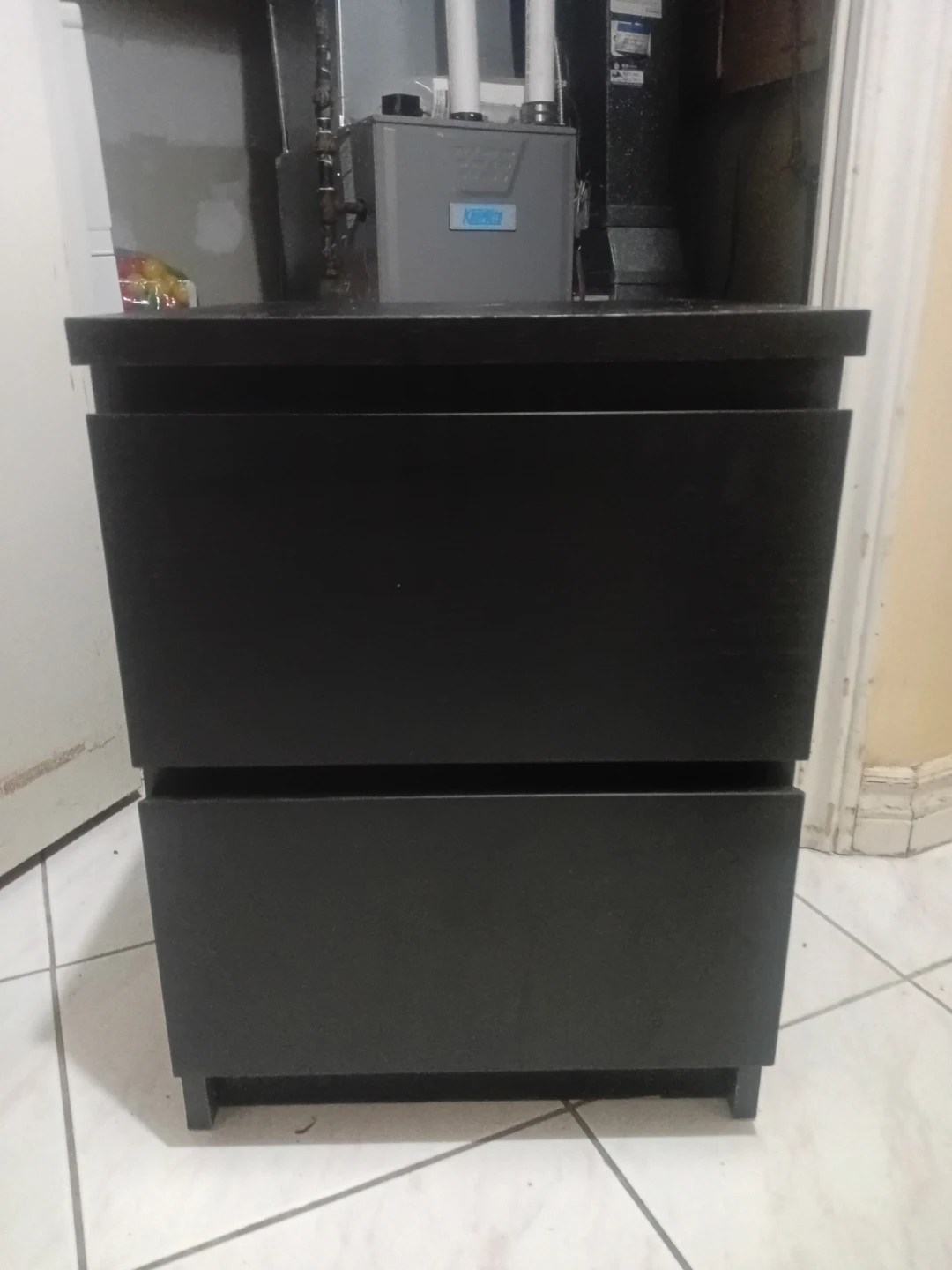 Black 2-Drawer Storage Cabinet