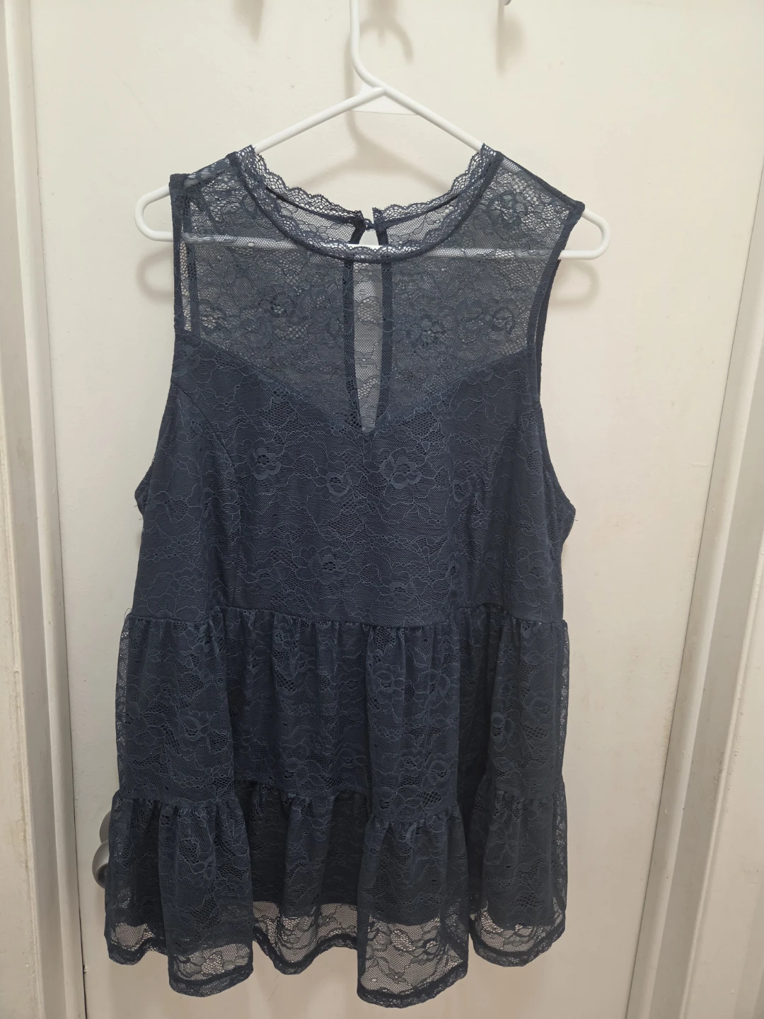 Torrid Blue Lace Tiered baby doll top 2X