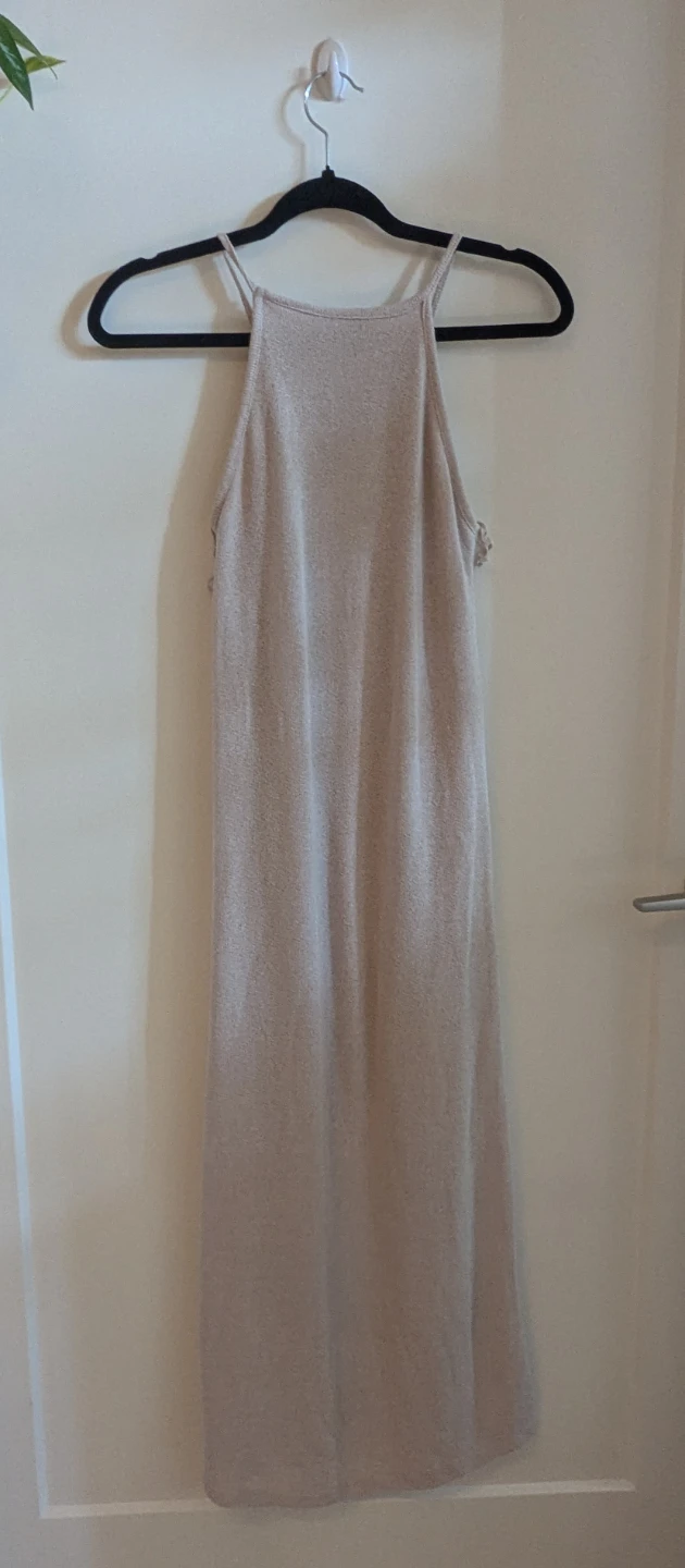 Halter Light Beige Knit Maxi Dress - photo 2