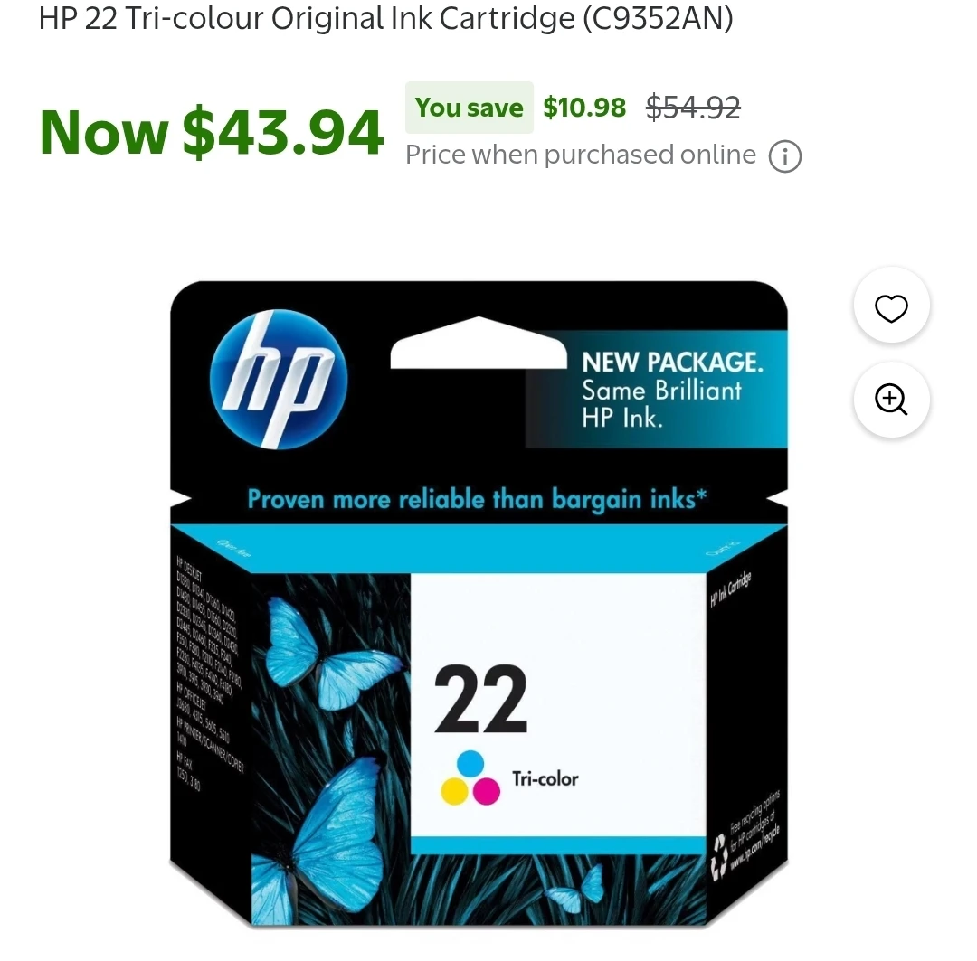 NEW! Genuine HP: 22 Tri-Color Ink Cartridge x 3