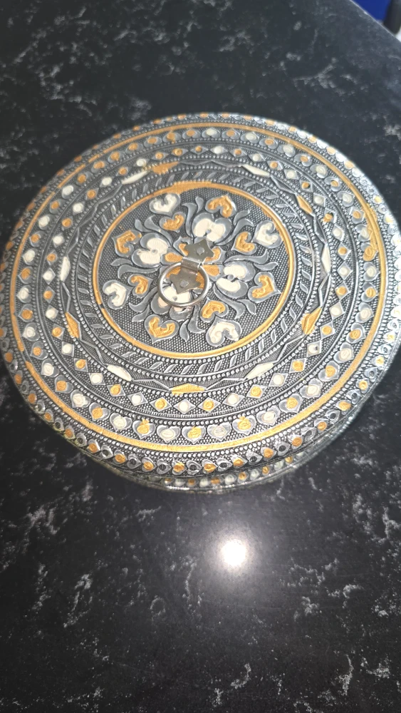 Decorative Round Metal Trinket Box