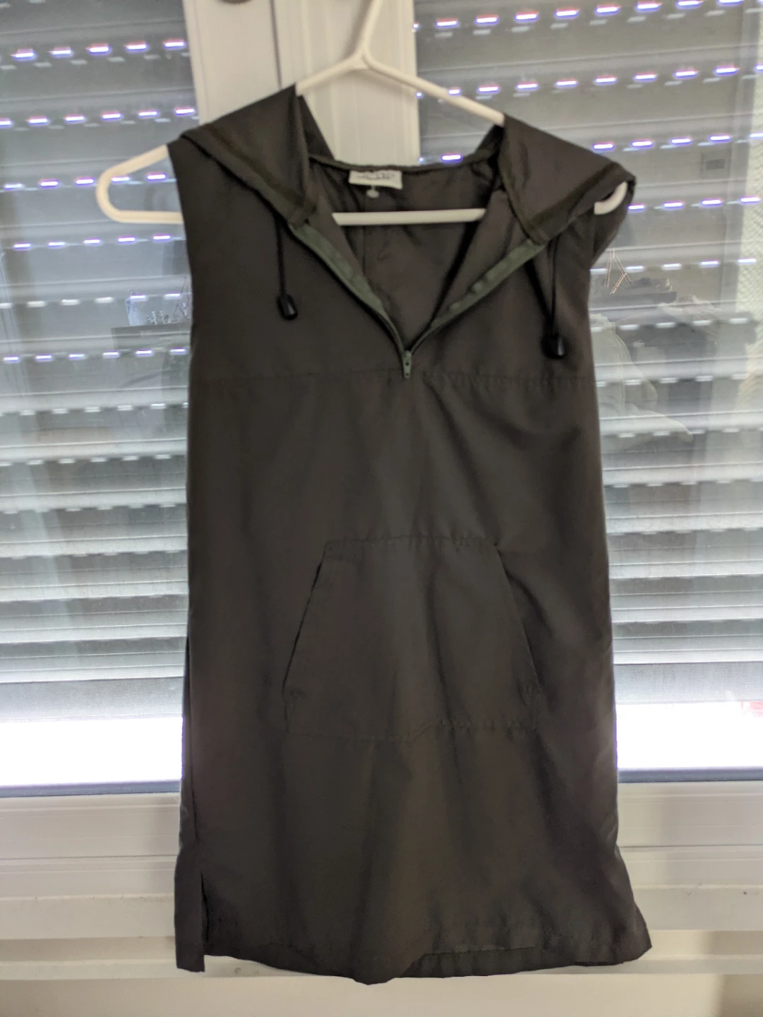 Dark Olive Sleeveless Hooded Dress