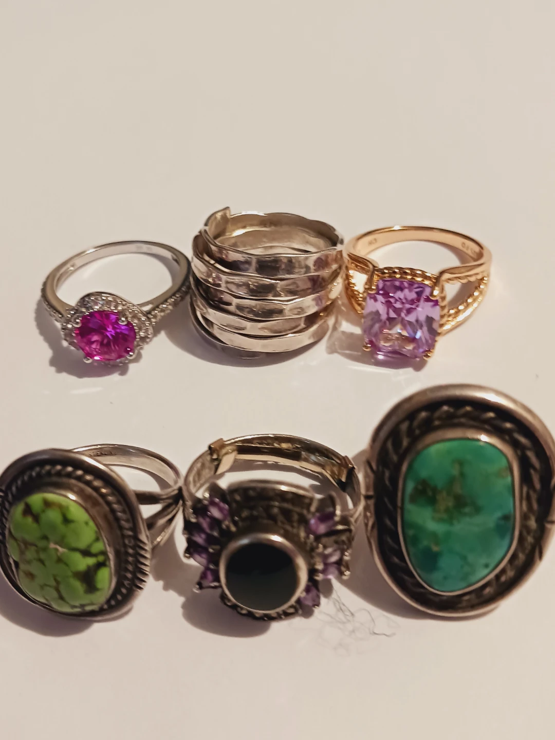 Lot of 6 Assorted STERLING SILVER 925 Gemstone Rings - photo 4