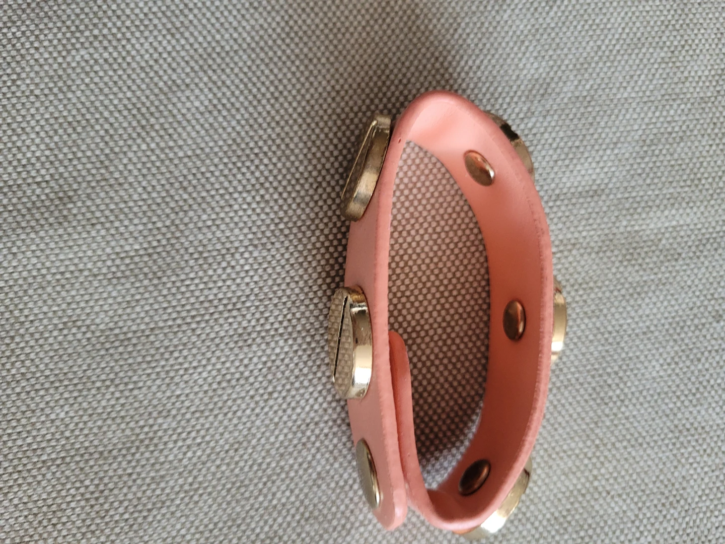 Peach Leather Bracelet with Gold-Tone Screws