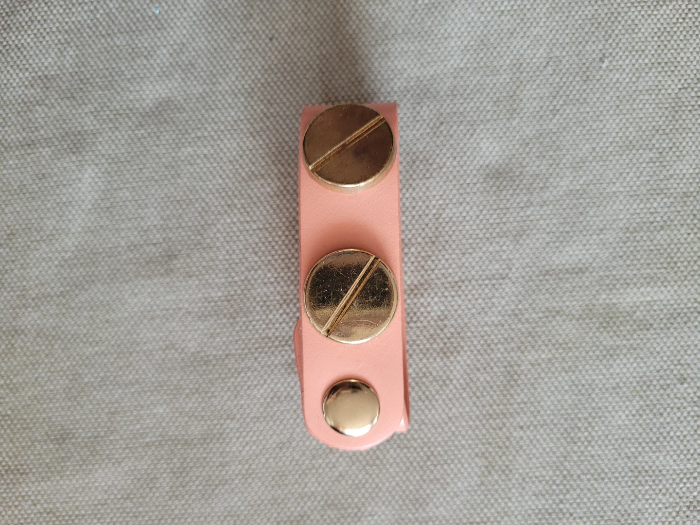 Peach Leather Bracelet with Gold-Tone Screws - photo 2