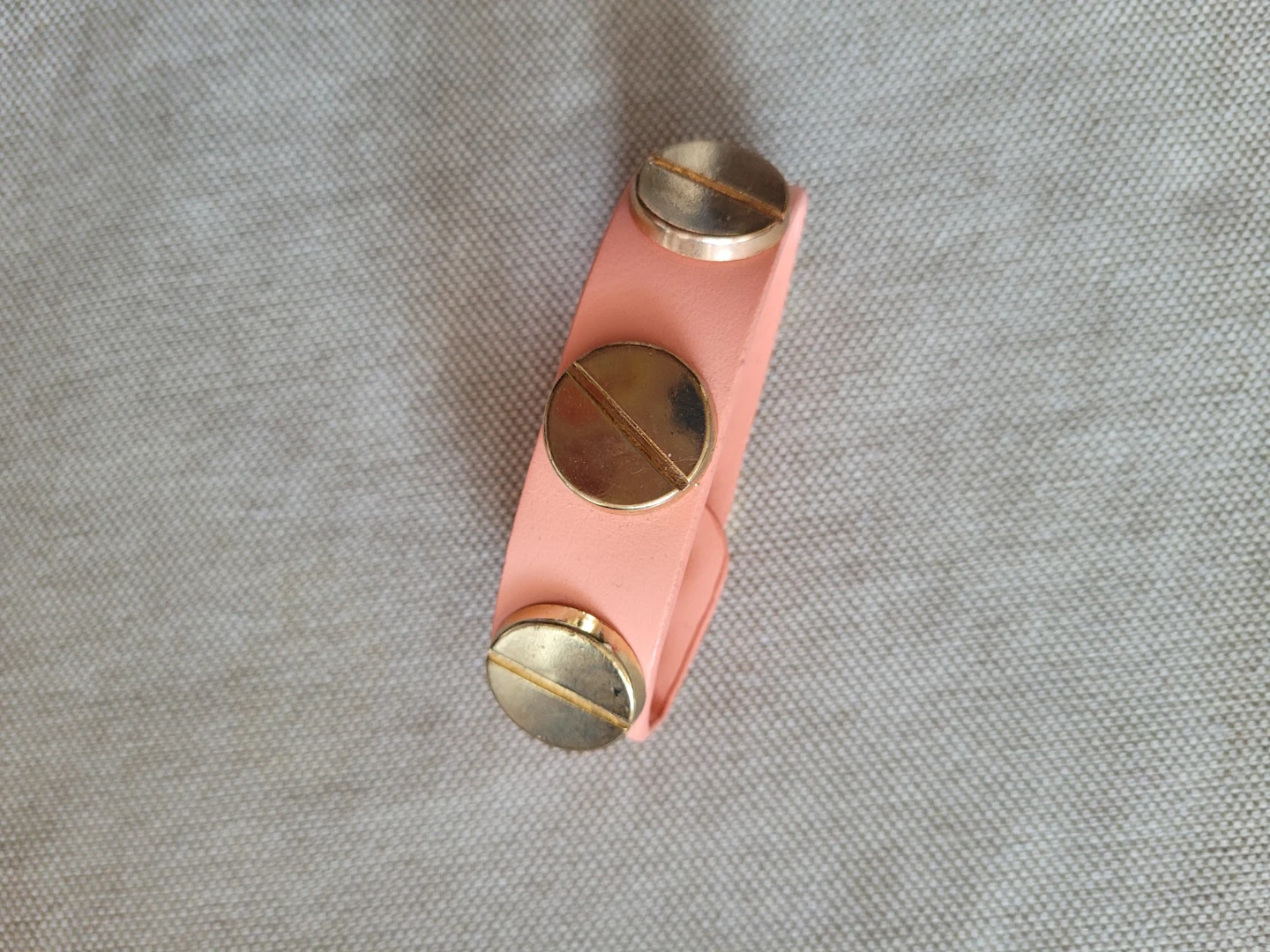 Peach Leather Bracelet with Gold-Tone Screws - photo 3