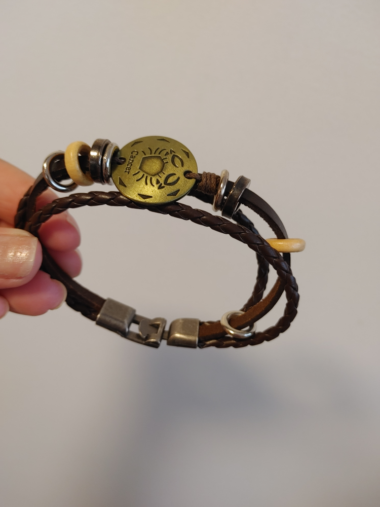 Men's Cancer Zodiac Leather Bracelet
