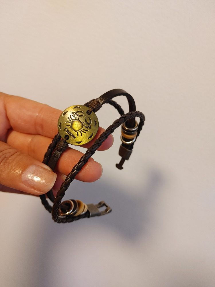 Men's Cancer Zodiac Leather Bracelet - photo 2