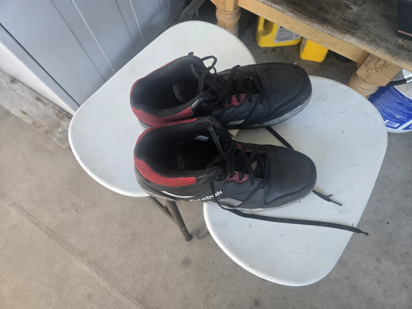 Reebok Black and Red High-Top Sneakers