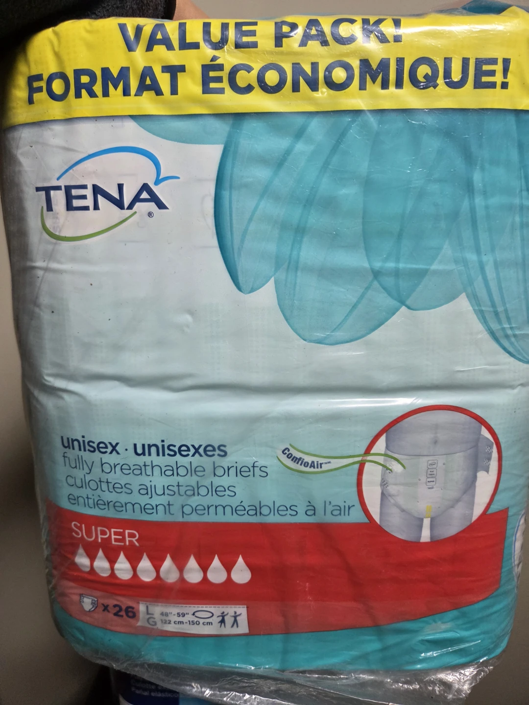 TENA Unisex Super Breathable Briefs - Large