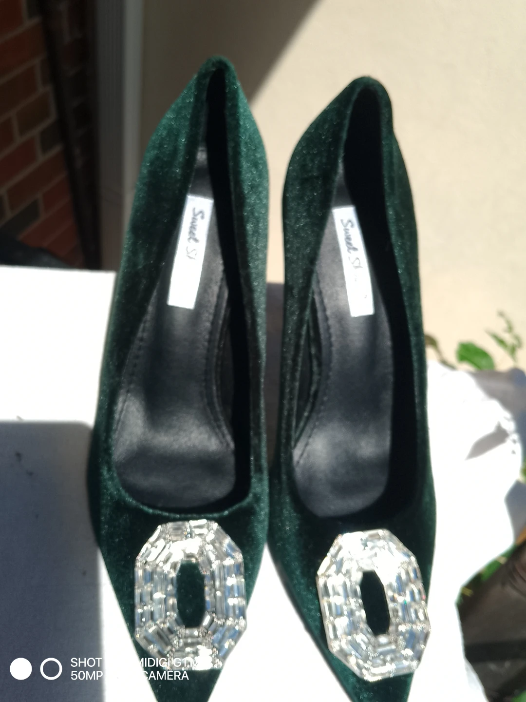 Sweet Shoes Women's Velvet Heels with Jewel Embellishments - photo 2