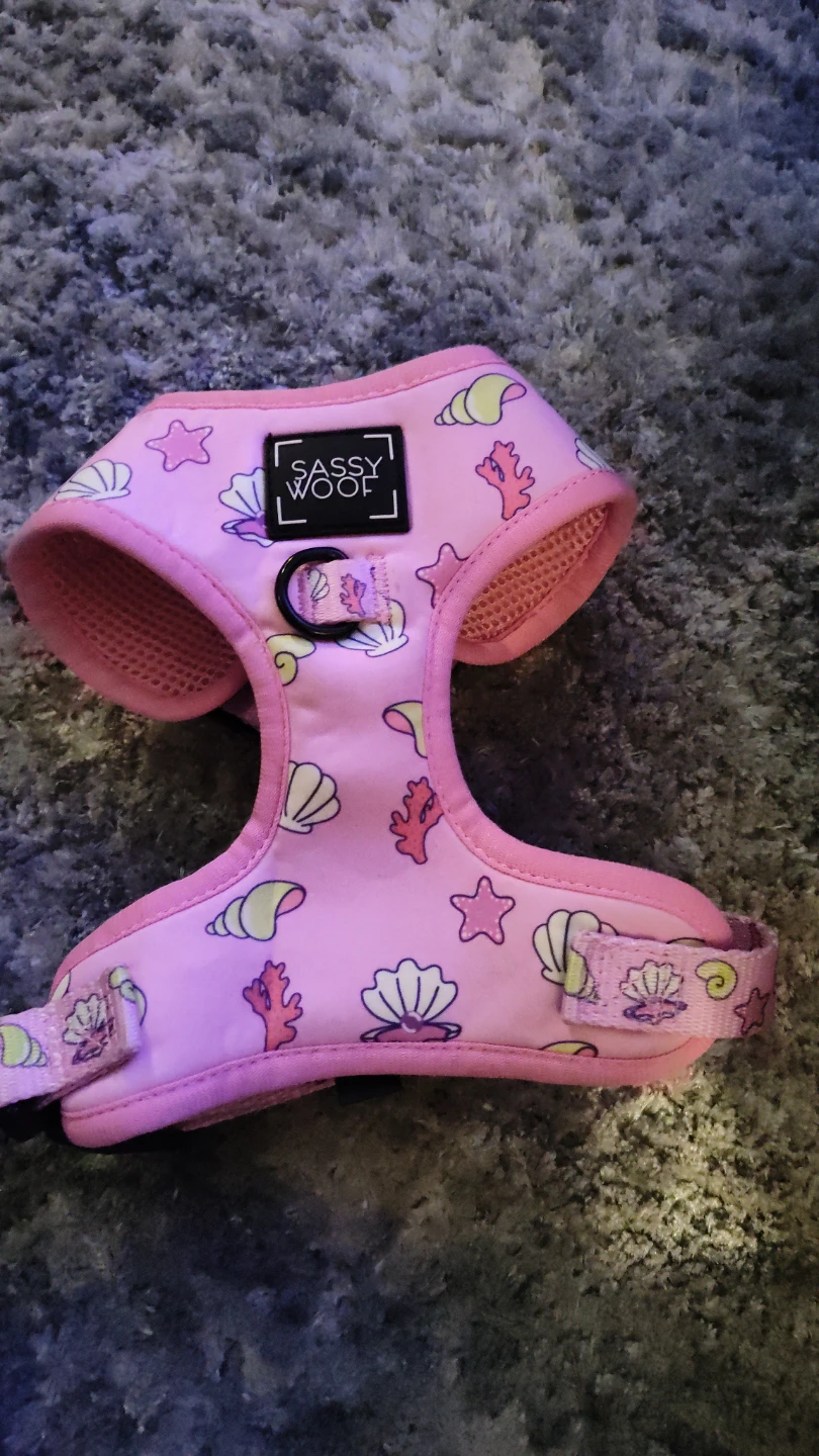 Sassy Woof Pink Shell Print Dog Harness