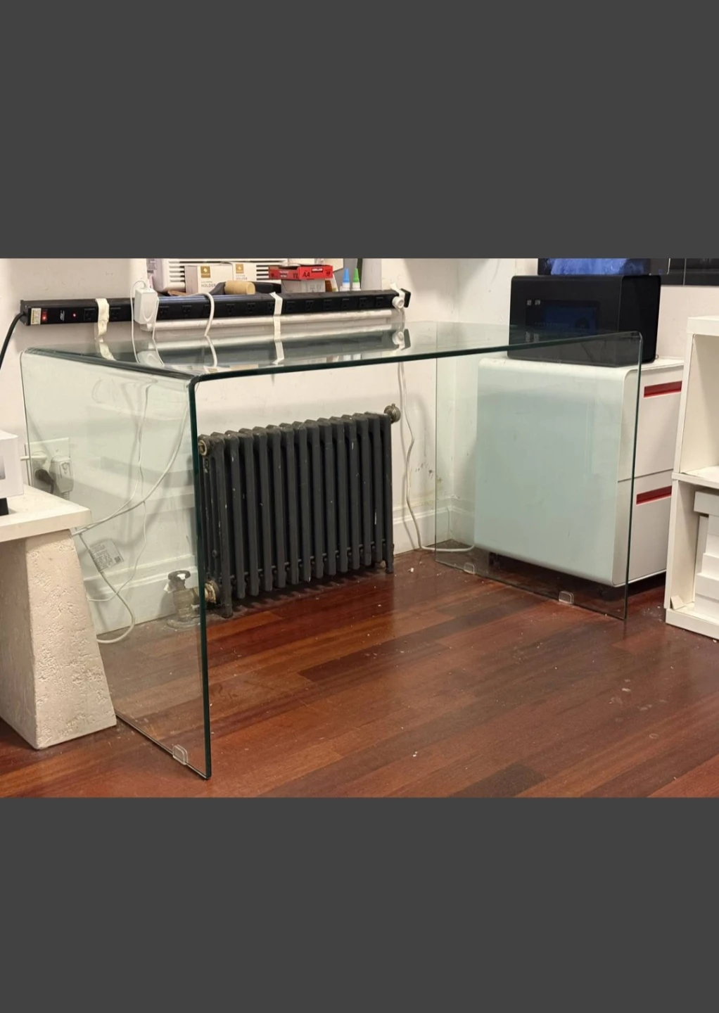 (FREE DELIVERY) 50" Length Clear Tempered Glass Desk - photo 2