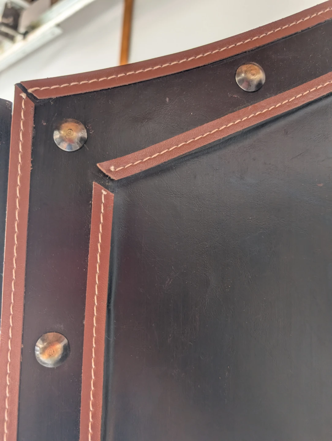 3-Panel Black Faux Leather Room Divider - photo 2