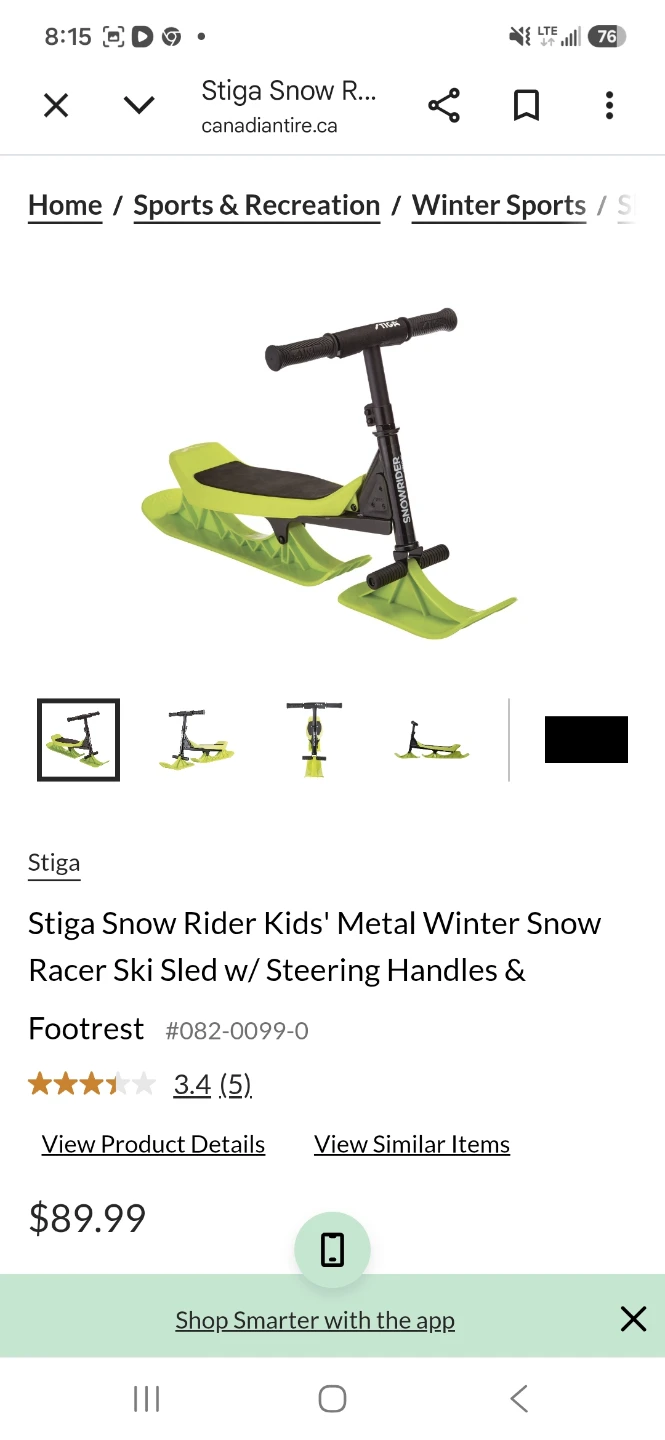 Stiga Snow Rider Kids Metal Winter Racer Ski Sled - photo 2