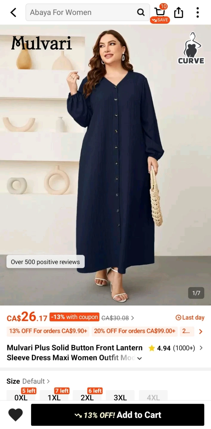 Mulvari Plus Solid Button Front Maxi Dress- Size 3xL