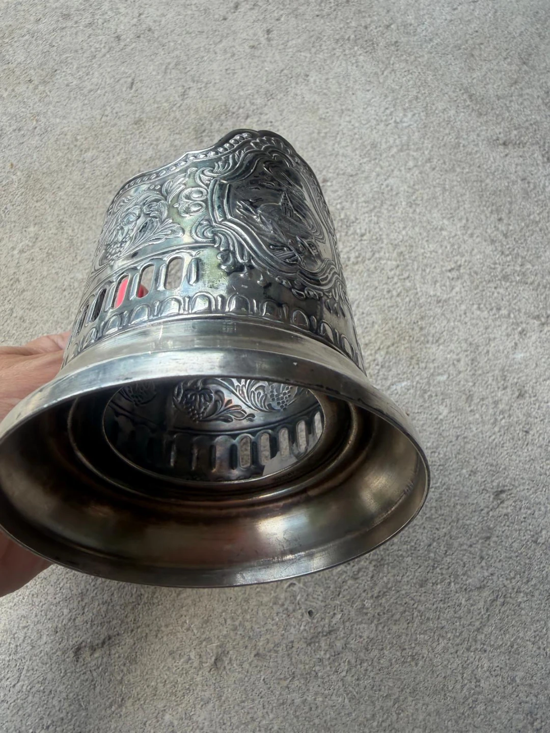 Ornate Silver-Plated Glass Holder