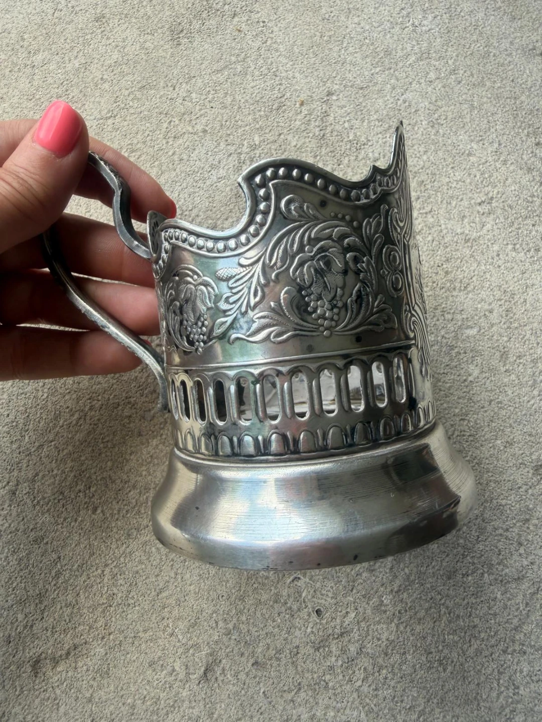 Ornate Silver-Plated Glass Holder - photo 2