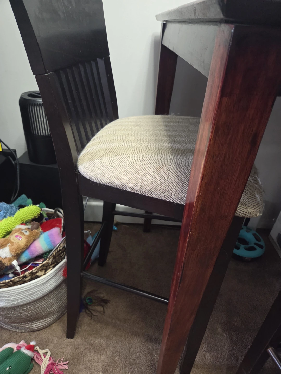Dark Wood Counter Height Table with Two Chairs - photo 3