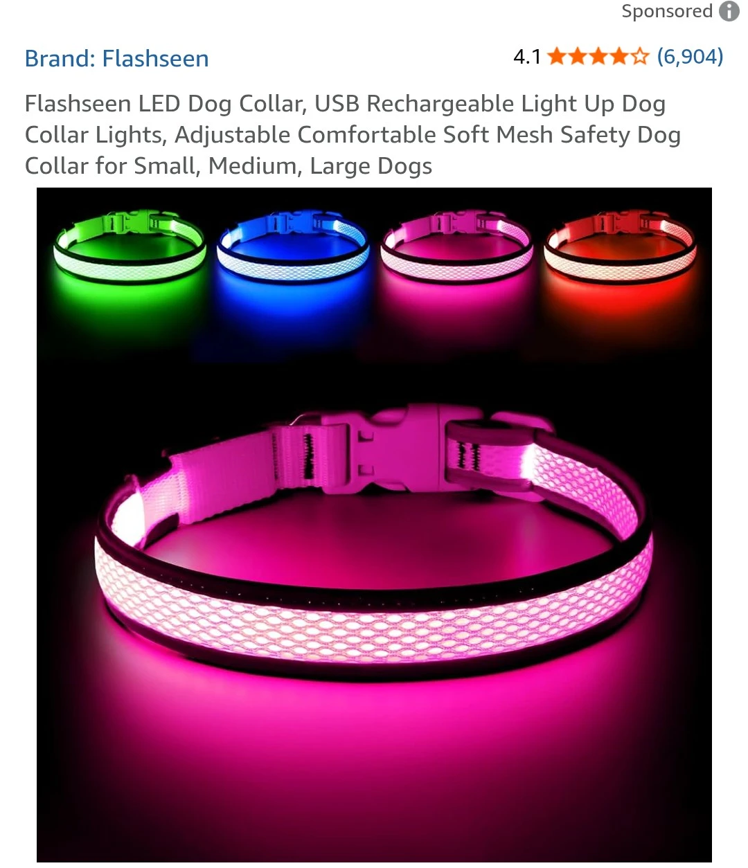 Light up dog collar (pink) - photo 4