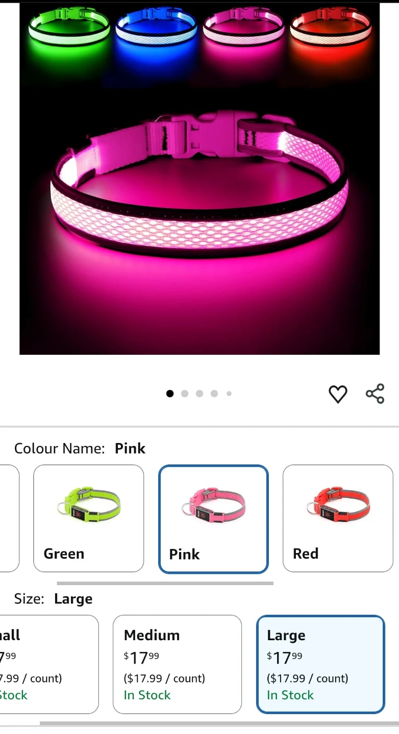 Light up dog collar (pink) - photo 5