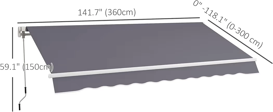 Grey Retractable Awning - 118.1" Wide