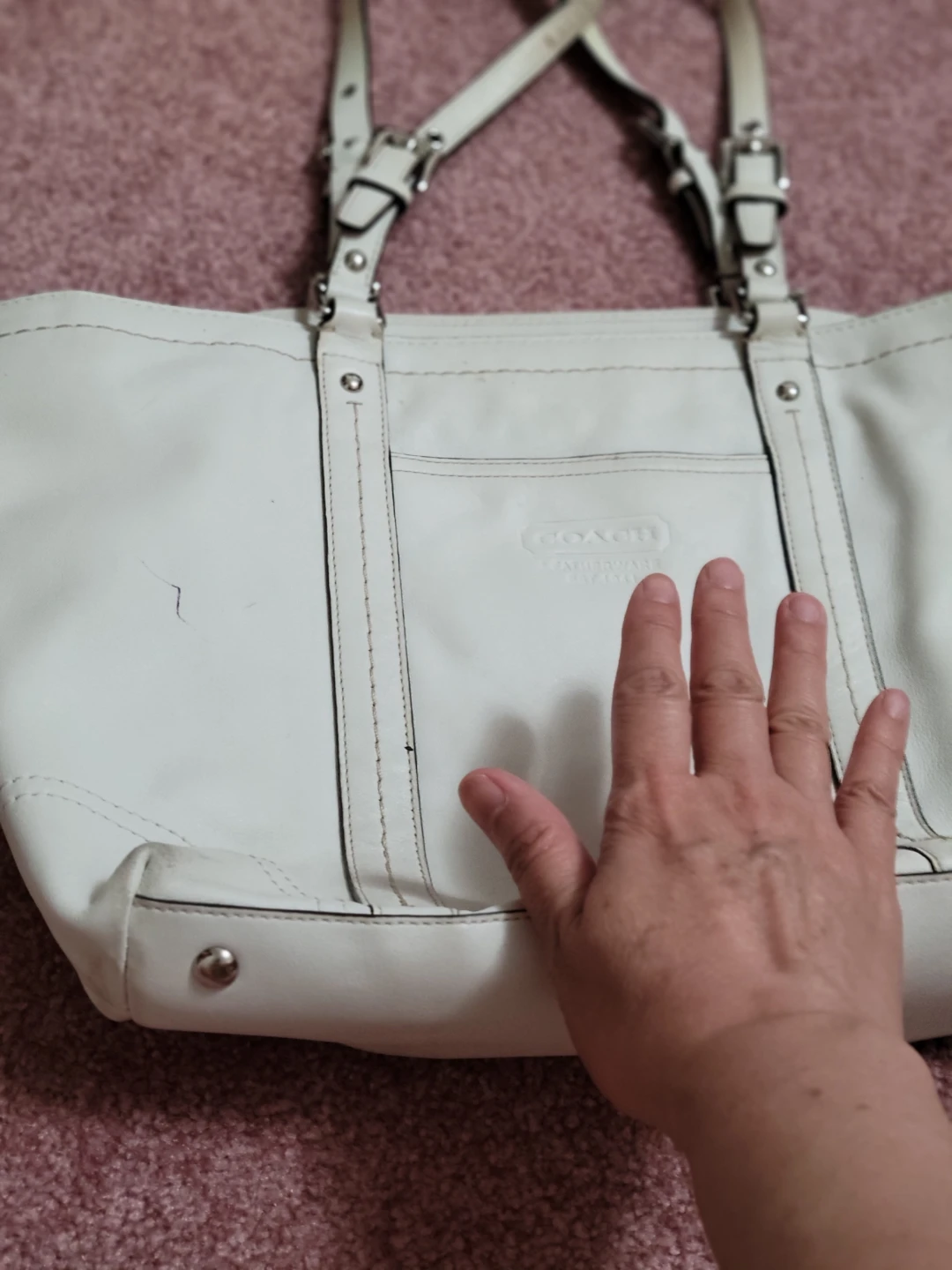 White Leather Coach Tote Bag - photo 2