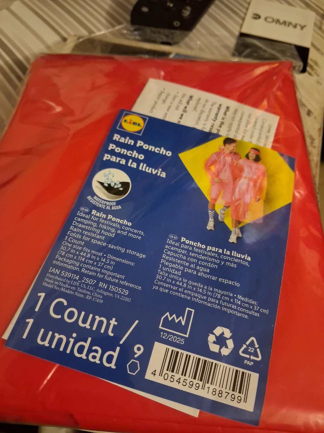 Lidl Rain Poncho - One Size Fits Most