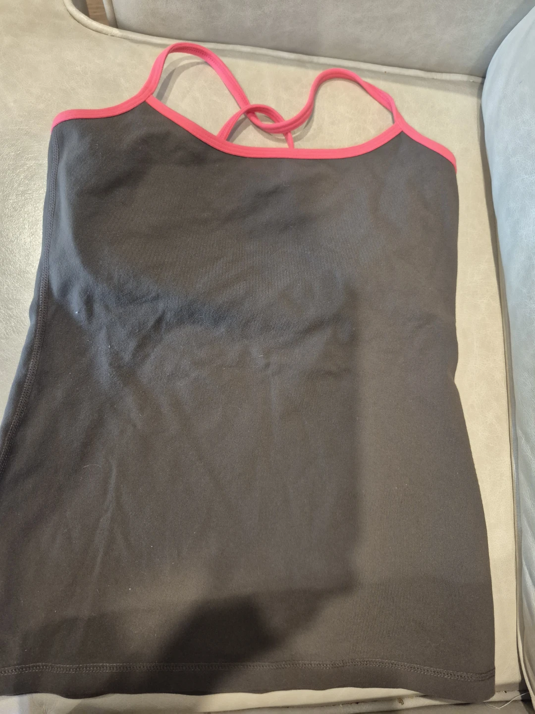 Lululemon Tank Top - Charcoal Grey with Pink Trim