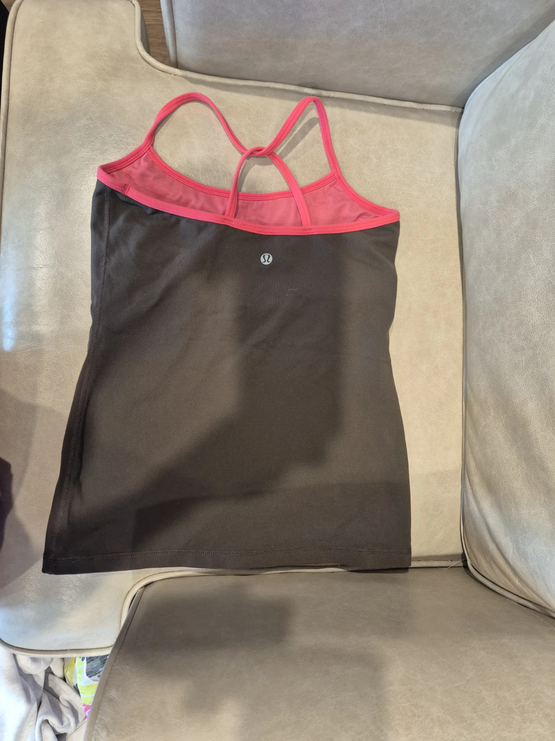 Lululemon Tank Top - Charcoal Grey with Pink Trim - photo 2
