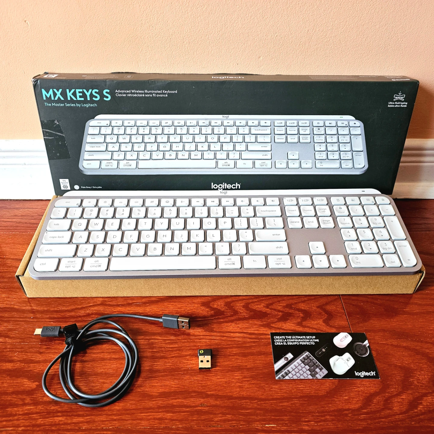 Logitech MX Keys S Wireless Bluetooth Keyboard Pale Grey