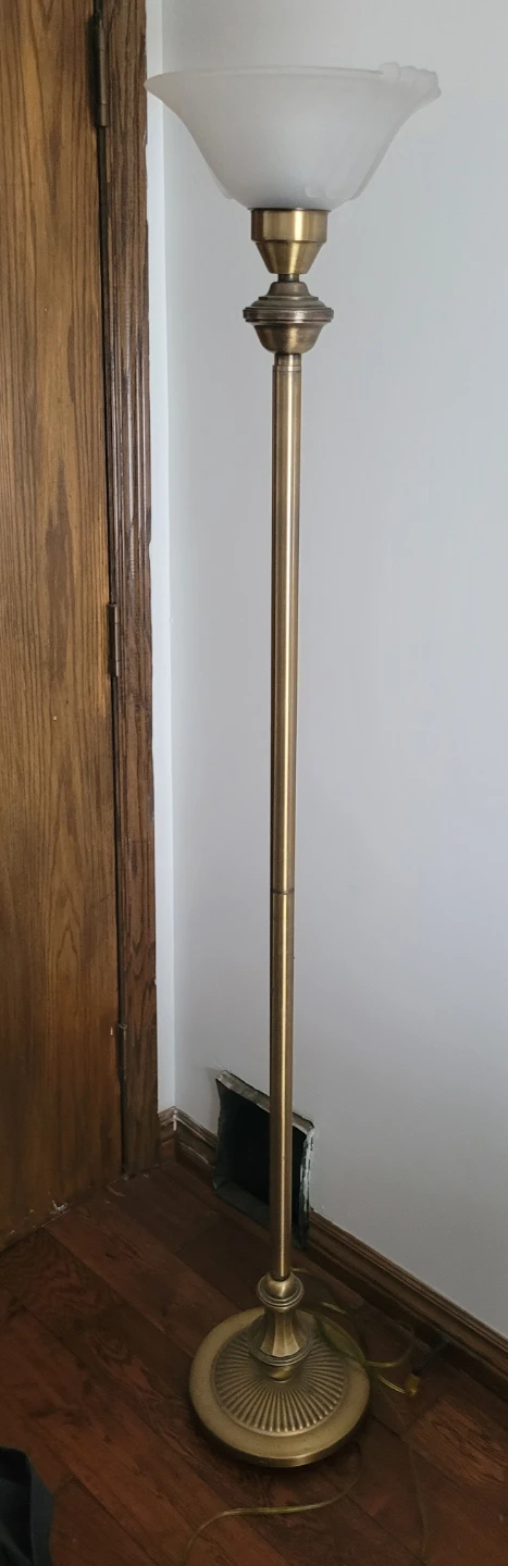 Brass Floor Lamp with Frosted Glass Shade