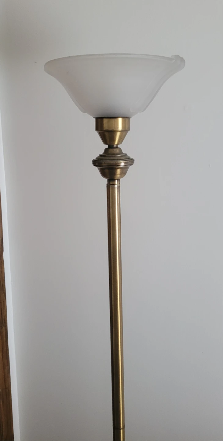 Brass Floor Lamp with Frosted Glass Shade - photo 2