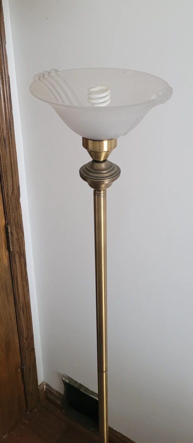 Brass Floor Lamp with Frosted Glass Shade - photo 3