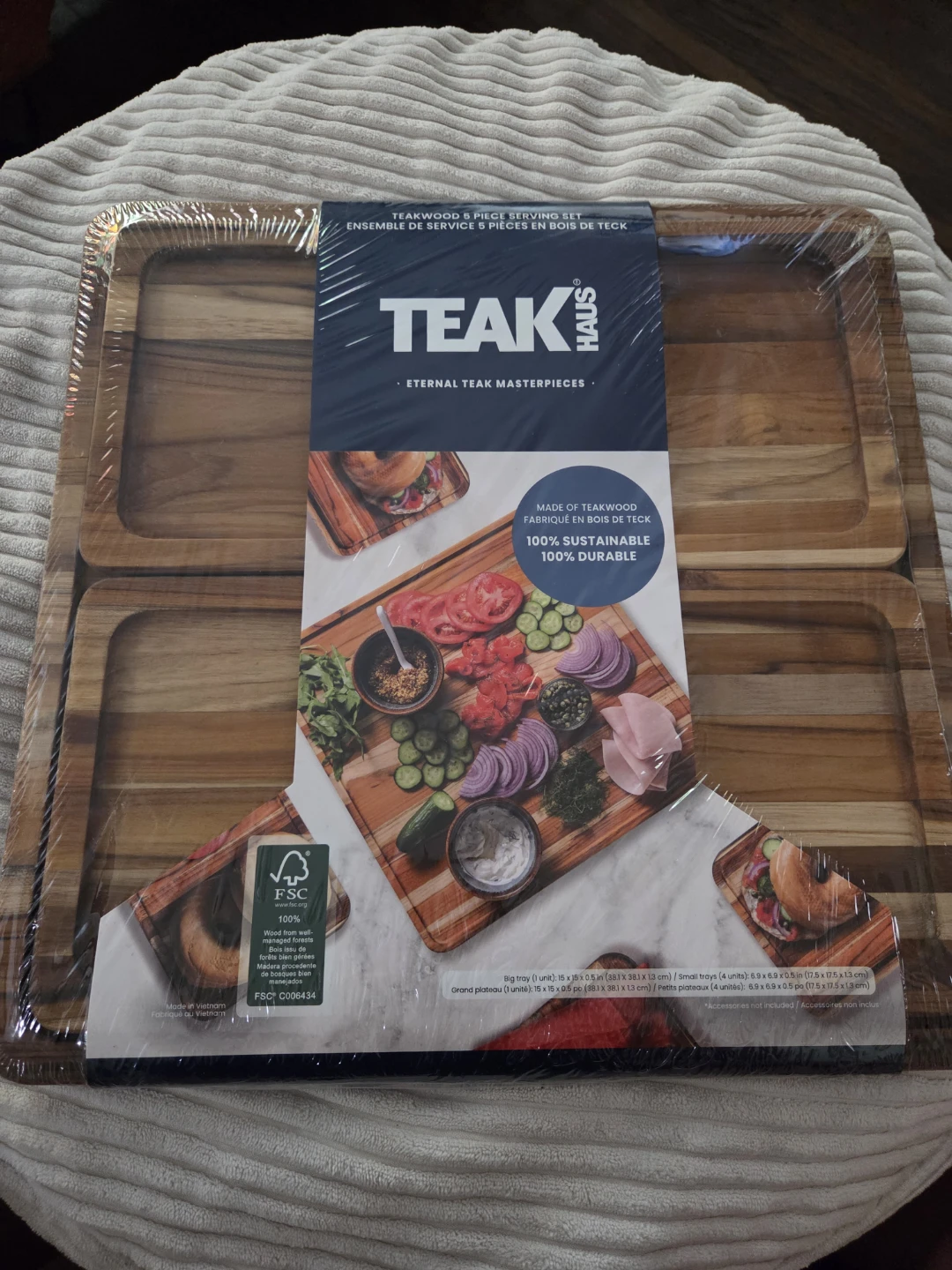 Teak Haus 5-Piece Serving Tray Set