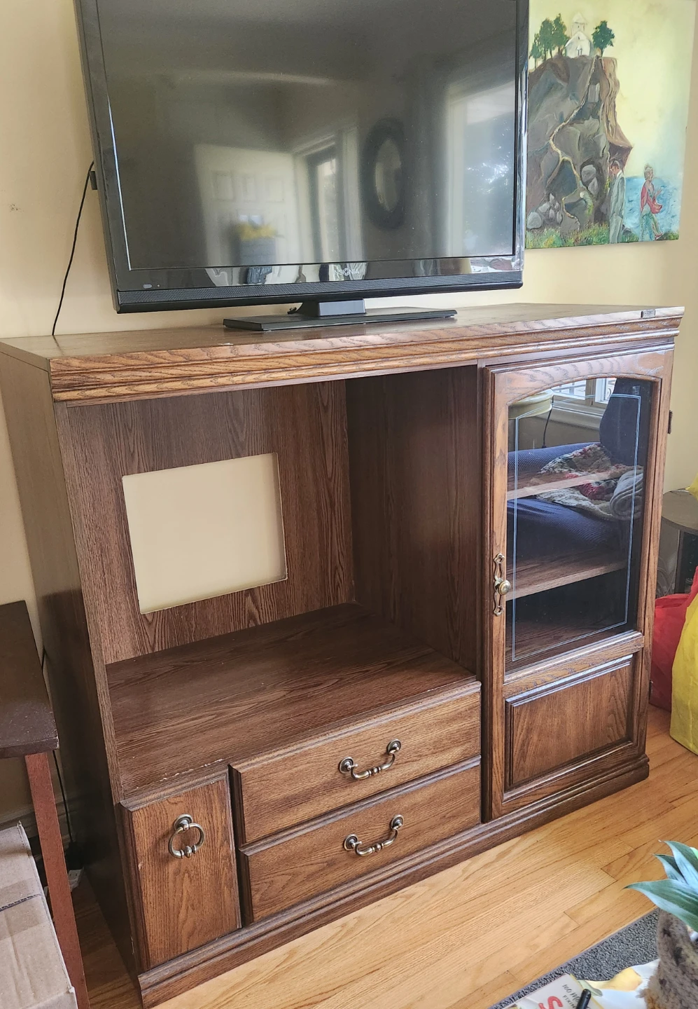 Wooden Entertainment Unit - $40