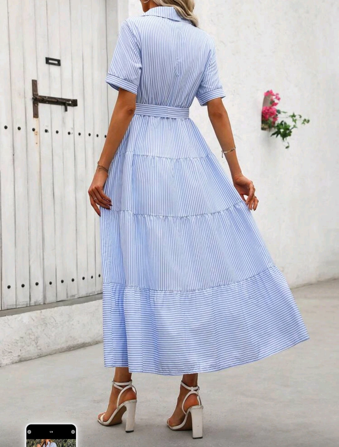 [New] Blue and White Striped Maxi Dress - photo 2