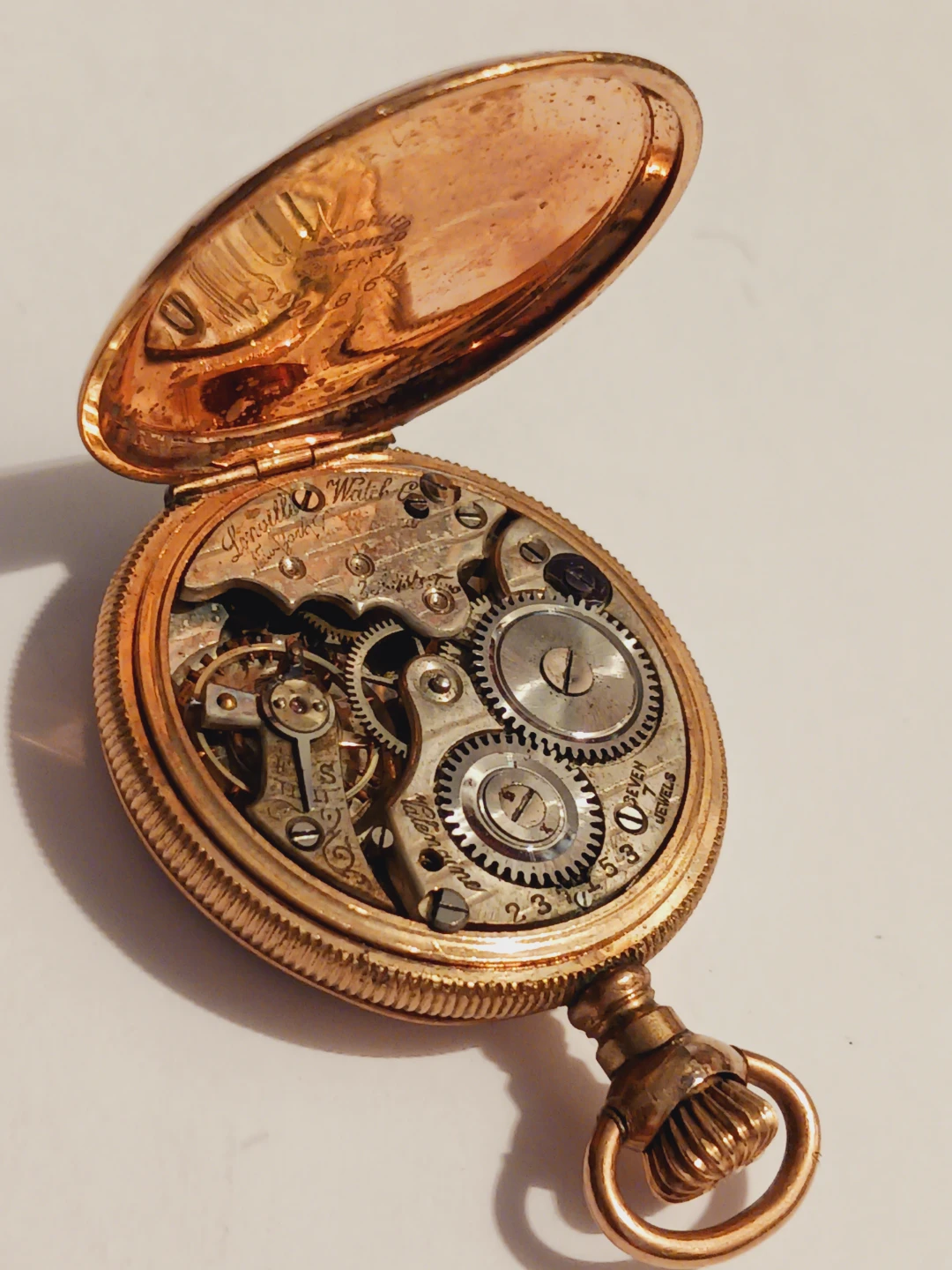 Antique  Lonville Swiss 7 Jewels Gold Filled Pocket Watch - photo 4