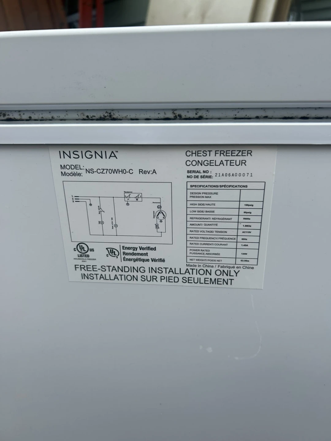 Insignia Chest Freezer NS-CZ70WH0-C - photo 4
