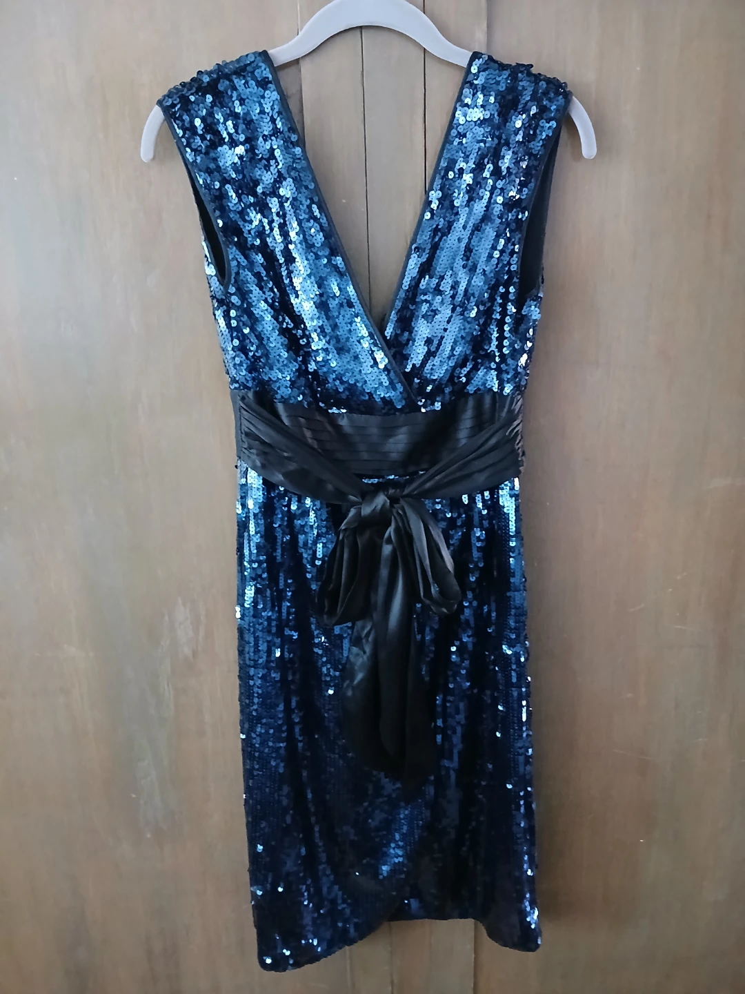 BCBGMAXAZRIA Reeve Sequin V-Neck Dress - Cobalt - XS