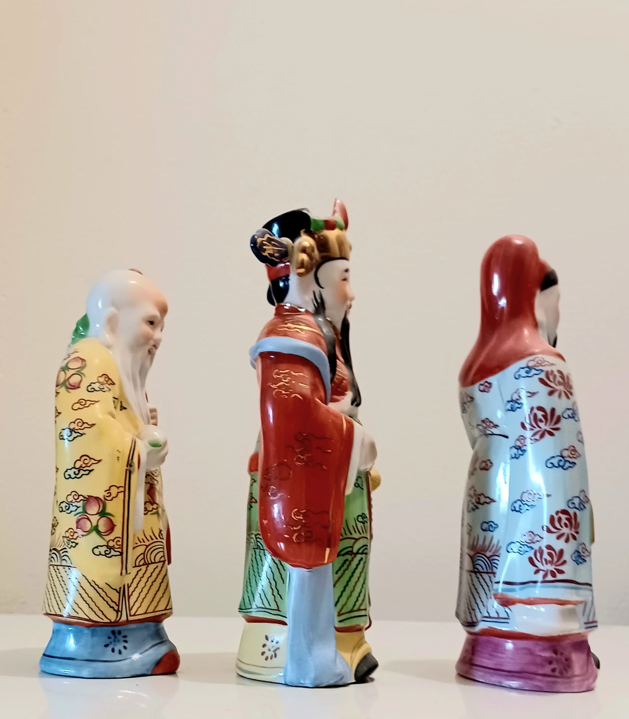 Handpainted Ceramic Fu Lu Shou Figurines - photo 3