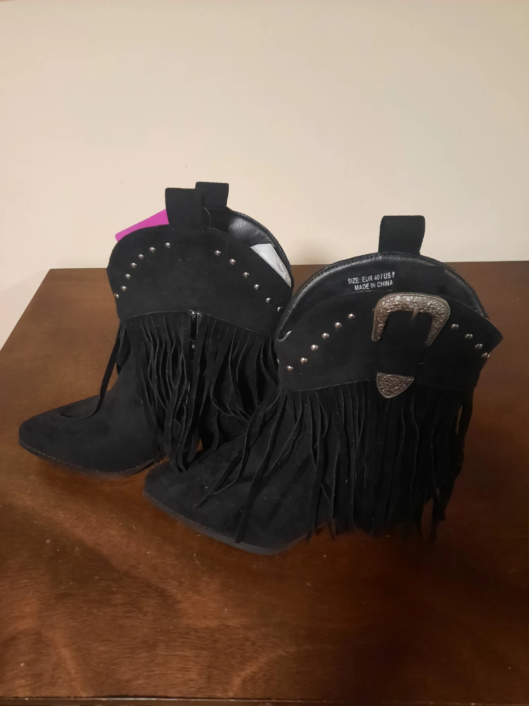 Black Fringed Ankle Boots
