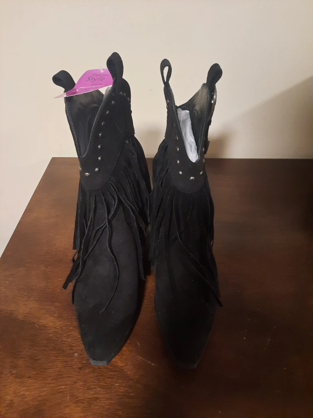 Black Fringed Ankle Boots - photo 2