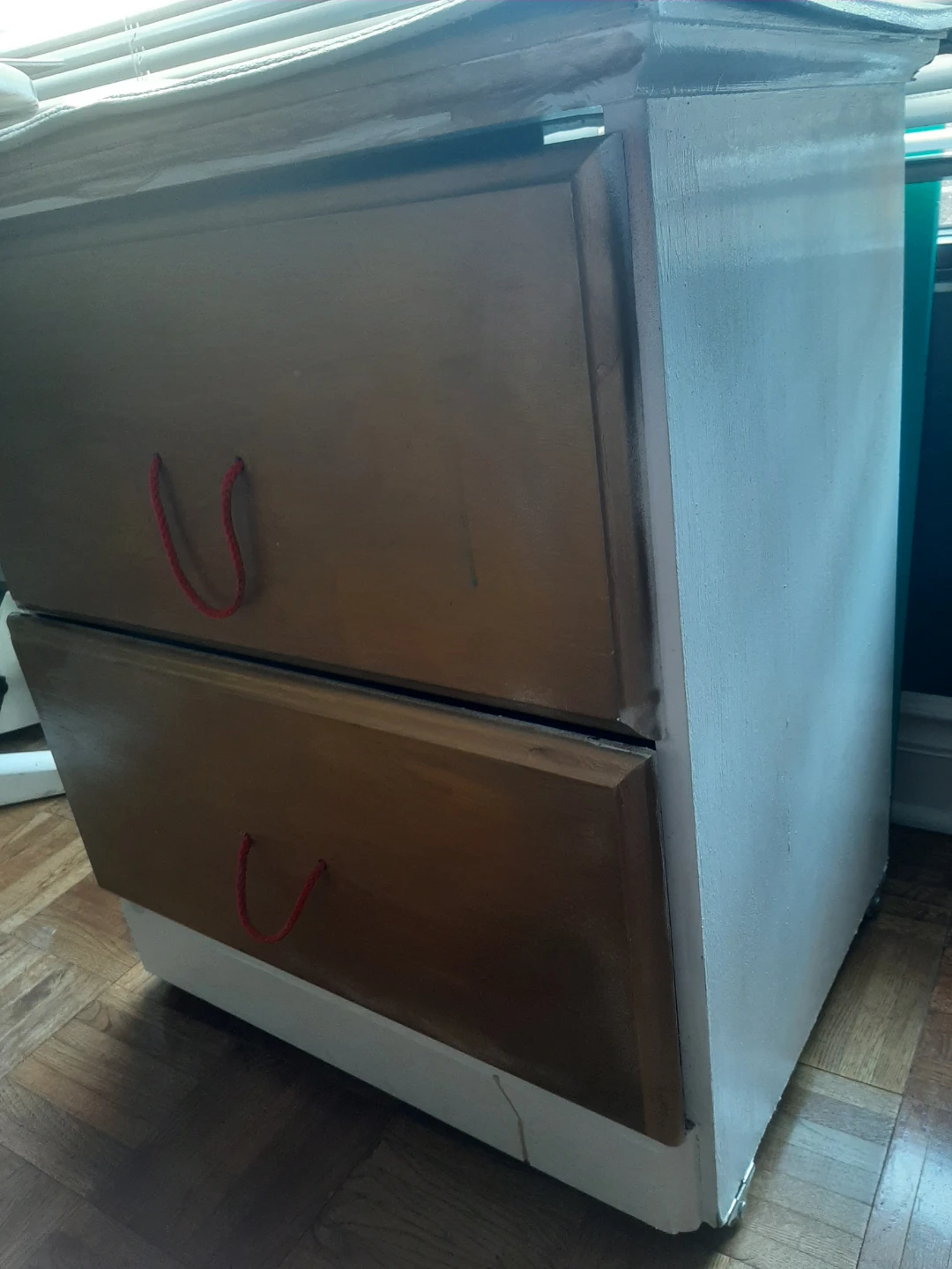 2-Drawer Side Table with Red Cord Handles
