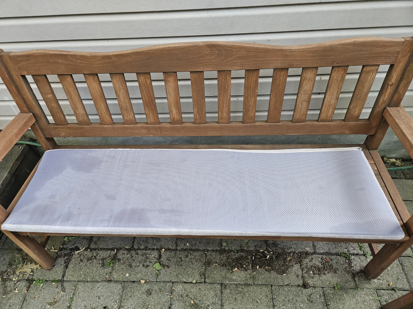 Wooden Park Bench with Light Grey Cushion - photo 4